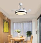 CITRA White Black Ceiling Fan Chandelier with Remote Control Retractable ABS Blades - Warm White