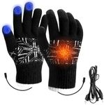 Dreamtop USB Heated Gloves for Men Women, USB Charging Knitted Heating Gloves, Washable Hand Warmers Laptop Mittens, Full Finger Gloves Adjustable Temperature Thermal Gloves for Winter Gift