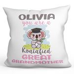 MUGFFINS Personalised Cushion for GREAT GRANDMOTHER/GREAT GRANDMA Padding included - in English - Custom Koalafied - Funny custom gift - Pillow: cover and filling 15.7x15.7 inches