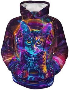 HaniLav Kids Novelty 3D Printed Sweatshirt Girl Boy Galaxy Pullover Hoodies, Cute Cat, 11-12 Years