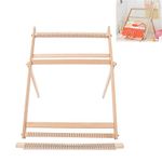 Weaving Loom Kit, 70x50x3cm Wooden Adjustable Multi-Craft Hand Knitting Machine Blanket Scarf DIY Loom Sewing Machine Weaving Frame DIY Woven Tool Set for Beginners Kids Intellectual Toy