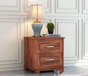 Space Galaxy Wooden Bedside Table for Bedroom | Bed Side Table | Nightstand with 2 Drawers Storage | Sheesham Solid Wood | Brown