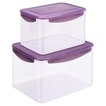 Navaris Large Food Storage Containers (Set of 2) - 38 Cup and 20.5 Cup Bins with Lids - Plastic Airtight Lid Container Bin Set for Kitchen or Pantry