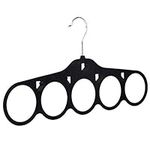 The Hanger Store Black Velvet Flocked Scarf Hanger with 5 Belt Hooks