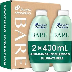 Head & Shoulders Anti dandruff Shampoo, Soothing Hydration Sulphate free, 2 x 400 ml, Duo Pack. Bare Shampoo For Dry Itchy Flaky Scalp, Minimal Ingredients, Free from Dyes