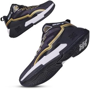 Vector X Grip-X Mens Basketball Shoe/Sneakers Knitted Upper + Rubber Outsole Indoor & Outdoor Court Shoes Provide Ultimate Comfort, Lightweight, Reliable Grip for Players (Black-Gold, Size 9)