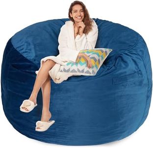 Cansunna 6FT Bean Bag Chairs for Adults with Filling,Big BeanBag Chair with Pocket&Handle,Memory Foam Bean Bags with Velvet Cover for Living Room Bedroom (Blue)