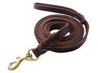 Vivi Bear Braided Genuine Leather Dog Leads for Large/Medium Dogs Canine K9 Behavior Training Leash Rope 0.5 Inch Wide By 8.5/6.9/5.2/4ft Long Dark Brown (6.9ft Long)