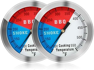 BBQ Thermometer Temperature Gauge, 2Inch Stainless Steel Barbecue Charcoal Grill Smoker Temp Gauge Pit, Fahrenheit and Heat Indicator for Cooking Meat (2-Pack)