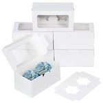 Coolty 50pcs Cupcake Boxes 2 Holes with Window and Insert Bakery Pastry Packaging Boxes for Muffins Cupcakes Small Cakes Desserts Cookies Pies (White)