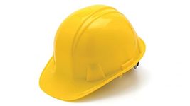 Pyramex Cap Style 4 Point Ratchet Suspension Hard Hat with Rain Trough - Comfortable Low Profile Design, Yellow