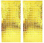 AMFIN® (Pack of 2) Square Foil Curtains for Birthday Decoration Photo Booth Props Backdrop Baby Shower Bachelorette Party Decoration - Gold