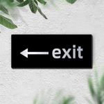 Exit Sign for Door, Acrylic Modern Wall Plaque, Horizontal EXITS Signs With Arrows, Rectangular Direction Decor for Hotel Office Restaurant sign Acrylic black board fixed with Silver color PVC sticker and back side doubleside tape