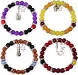 GINAZL Five Night at Freddy Bracelets FNAF Bracelet,4 pcs Freddy Bonnie Chica Foxy Bracelet FMAF Merch Valentins Day Gifts for Teen FNAF Stuff Horror Movie Gifts, Small, Stone, No Gemstone