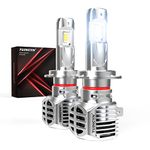 TUINCYN H7 LED Headlight Bulbs, 120W 24,000LM 600% Brightness 6000K Xenon White Wireless H7 High Beam Low Beam Conversion Kit, Mini Size Plug and Play Halogen Replacement, IP65 Waterproof, Pack of 2