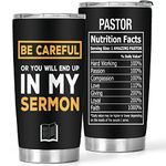 FlyweightZ Pastor Gifts for Men - 20oz Black Pastor Nutrition Facts Tumbler for Him - Appreciation Gifts for Pastor - Funny Birthday Gifts for Pastors - Christmas Gifts for Pastor, 1 Piece