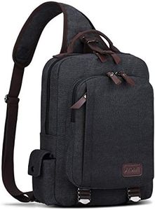 S-ZONE Sling Mochila para hombre con bolsillo en el pecho 13" Bolso al hombro Bolso bandolera Mochila Mochila, gris oscuro, medium, Único