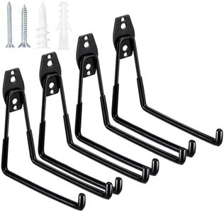 Fippy 4 ganci da garage resistenti per appendere utensili, ganci per garage, ganci da parete per garage e attrezzi da giardino (nero)