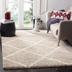 Orion Rugs Super Soft Plain Handwoven shag Collection. with 2inch Pile Hight Beige & Ivory,(6 X 8 FEET)