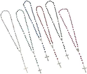 Juvale 12 Pack Rosary Beads for Men and Women, Bulk Necklaces for Catholic Gifts (6 Colors)