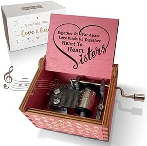 Hcaredee Sister Gifts from Sister Music Box, for Sisters Birthday,You are My Sunshine Hand Crank Wooden Musical Boxes,Christmas Graduation Presents for Best Friends Female Soul Sister Bestie BFF-Pink