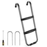 Universal Trampoline Ladder 2 Steps for Trampoline, Rust-Resistant Steel Ladder with Wide Skid-Proof Steps, 40inch Length Trampoline Accessories(inlude 2 Trampoline Stake