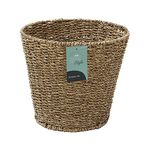 JVL Natural Round Seagrass Waste Paper Basket Bin, 28 x 25 cm