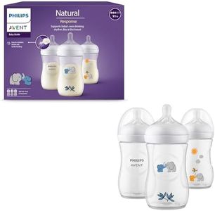 Philips Avent Natural Response - Coffret cadeau : 3 biberons Natural Response 260 ml avec tétines T3 (1 mois et plus) (modèle SCY903/63)