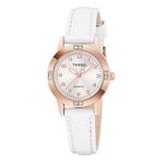 TASGO Women's Leather Quartz Watch Easy Read Watch with Diamond Luminous Waterproof Fashion Wristwatch for Women Ladies Girls (Rose White)