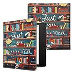 kwmobile Case Compatible with Amazon Kindle Oasis 10. Generation Case - PU Cover w/Strap - Library Motto Multicolor