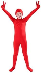 Full Bodysuit Kids Costume Open Face Lycra Spandex Stretch Zentai Child Suit Small Red