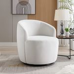 HomVent Swivel Chair w/Velvet Upholstery Round Armchair Accent Barrel Chair w/Metal Base,360 Degree Swivel Arm Chair Upholstered Leisure Armchair Glider Chair for Living Room Nursing Room