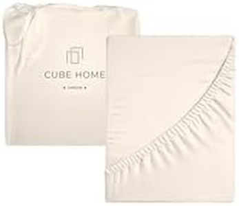 Cube Home - Luxury Fitted Sheet, Deep Pocket - 100% Natural Bamboo, Soft, Breathable, Anti-Bacterial, Anti-Allergy, King Bed 150x200 cm - Beige