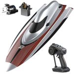 DEERC 17" Brushless RC Boat for Adults, 45+ KPH High-Speed Racing Boat, 3S 2800mAh Li-po Battery, Metal Rudder, Self-Righting Design, Remote Control Boat for Lakes, Pools & Saltwater, TX766