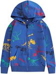TLAENSON Boys Dinosaur Hoodies Zip Up Sweatshirts Kids Zipper Hooded Sweater Toddler Dino Clothes Blue Size 120 / 4T-5T