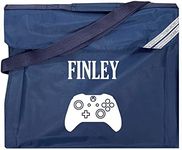Kids Essentials Personalised Name School Book Bag Gaming Gamer Bag Back to School (Navy)