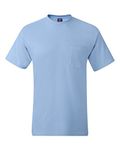 Hanes Men's Short Sleeve Pocket Tee Value Pack (Available in 1 Or 2 Pack), Light Blue (2 Pack), Medium