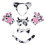 Petitebelle Animal Headband Bowtie Tail Gloves Mask 5pc Children Costume 1-5y (Milk Cow)