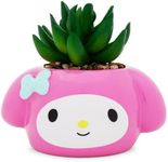 Toynk Sanrio My Melody 3-Inch Sculpted Ceramic Mini Planter with Artificial Succulent | Cute Flower Pot, Faux Indoor Plants