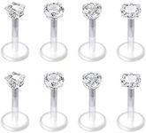 QWALIT 16G Clear Lip Rings Studs Pl