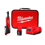 Milwaukee M12IR-201B (3/8") M12 Compact Impact Ratchet (1 x 2ah Li-ion Batteries, Charger, Soft Bag), Red