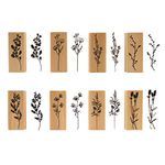 Wooden Rubber Stamp Set, NogaMoga 8 Pieces Plants Patterns Decorative Wood Mounted Rubber Stamps for Scrapbooking, Planners, Card Making and DIY Crafts