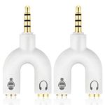 NANYI 2PCS White Headphone Splitter Headphone Microphone Adapter for Audio Stereo Headphone and MIC for Phone, Computer, MP3...