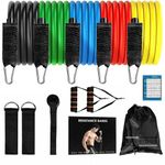 ONERIOUS Resistance Bands Set for Exercise, Stretching and Workout Toning Tube Kit with Foam Handles, Door Anchor, Ankle Strap and Carrying Bag Set of 11 in 1 for Men, Women (1)