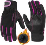 HANDLANDY Insulated Work Gloves, Thermal Winter Gloves Waterproof for Men Women, Warm Cold Weather Gloves (Black- Pink, Medium)