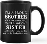 PUHEI Brother Gifts Mug Cup Ceramic, Brother Gifts From Sister, Gifts For Brother Birthday Christmas, I’m A Proud Brother Fathers Day Coffee Mug Cup Tea Cup 11oz