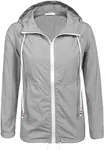 SoTeer Women's Waterproof Raincoat Outdoor Hooded Rain Jacket Lightweight Windbreaker(Light Grey, XXL)