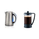 Hamilton Beach 41020C 1.7 Liter Electric Kettle and Bodum Brazil 34 oz French Press Coffee Maker Bundle