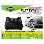 Slime 50129 Flat Tyre Puncture Emergency Kit, Includes Sealant and Tyre Inflator Pump, Suitable for Cars and Other Highway Vehicles, 10 Min Fix, black