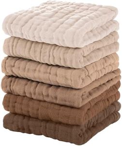 Unnivoll Muslin Baby Washcloths 6 Pack, 100% Cotton Wash Cloths for Babies, Large 12''X12'' Burp Cloths Absorbent and Soft for Newborn Infants Kids Boys Girls - Gradient Brown